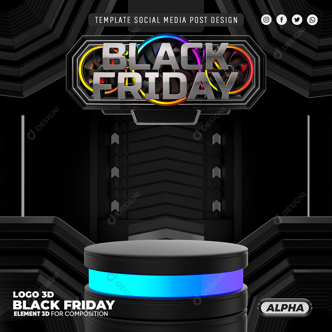 Base Pódio Black Friday Selo 3D Para Composição PSD Editável