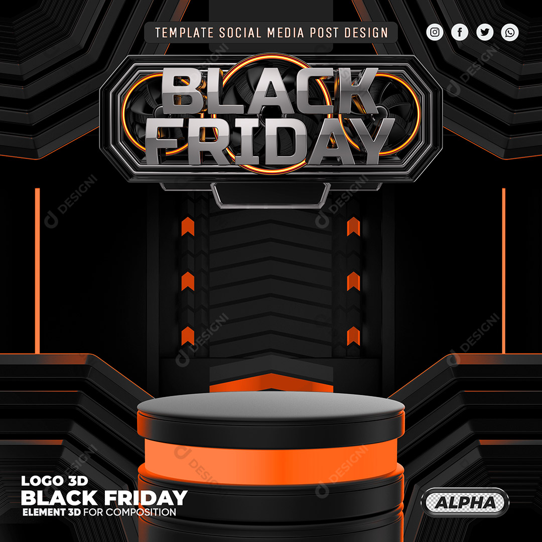 Base Pódio Black Friday Selo 3D Para Composição PSD Editável