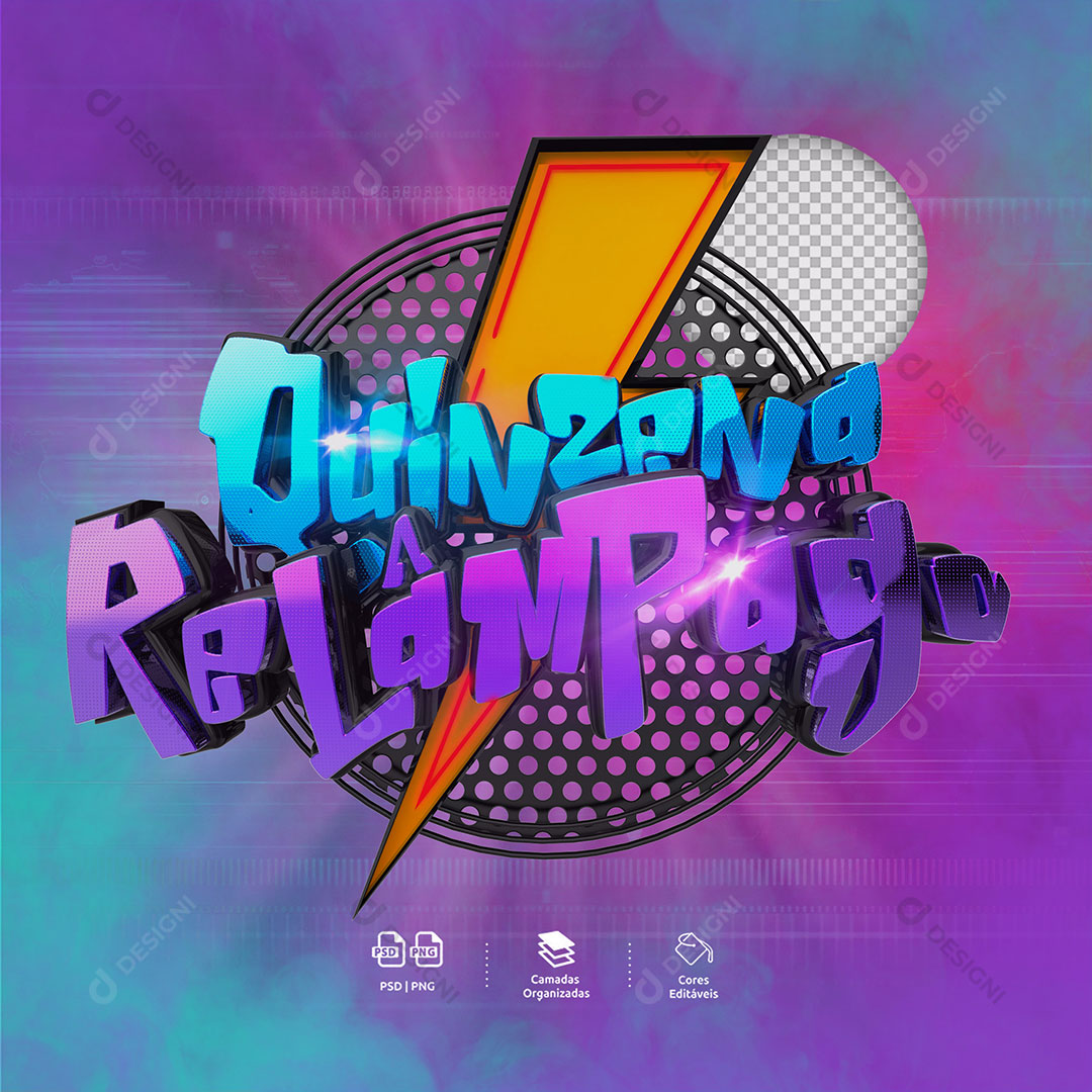 Quínzena Relâmpago Selo 3D Para Composição PSD Editável