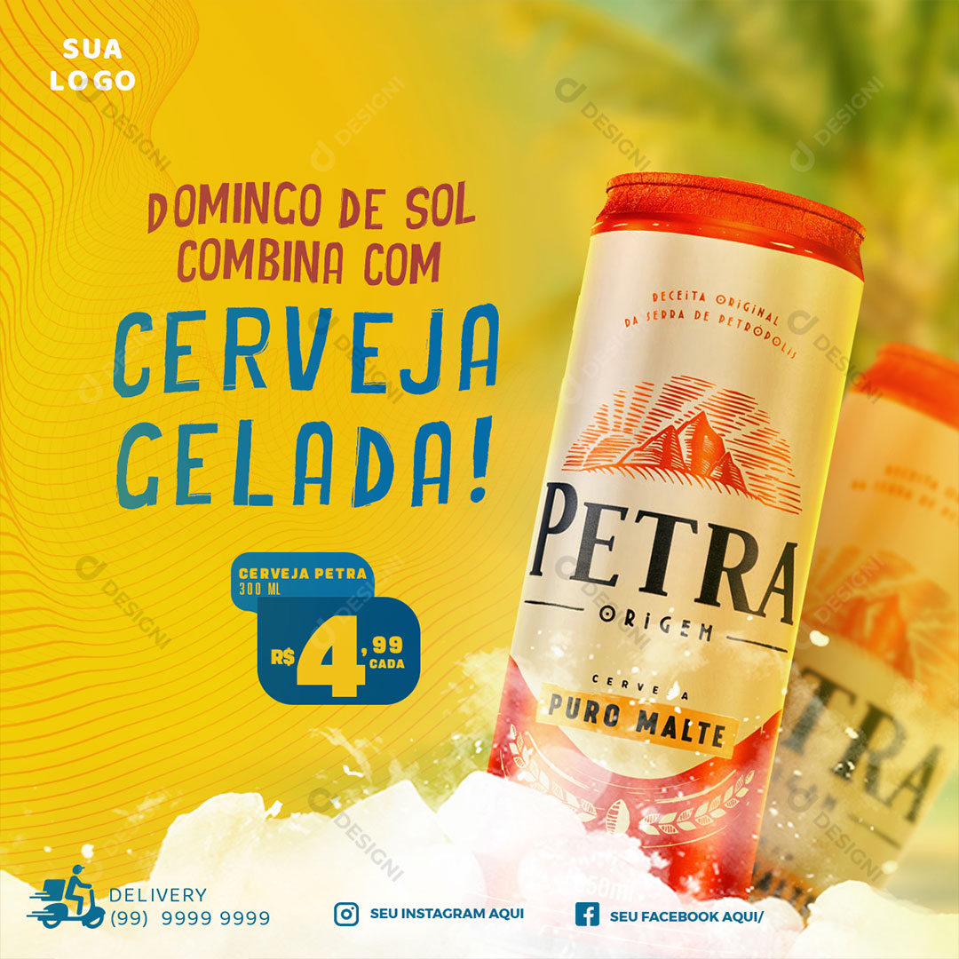 Post Distribuidora Domingo de Sol Combina Com Cerveja Social Media PSD Editável