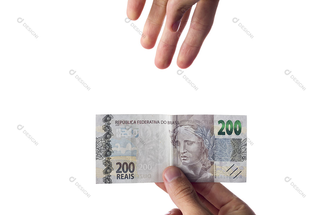 Mão Segurando Dinheiro Nota 200