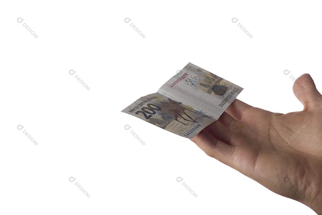 Mão Segurando Dinheiro Nota 200