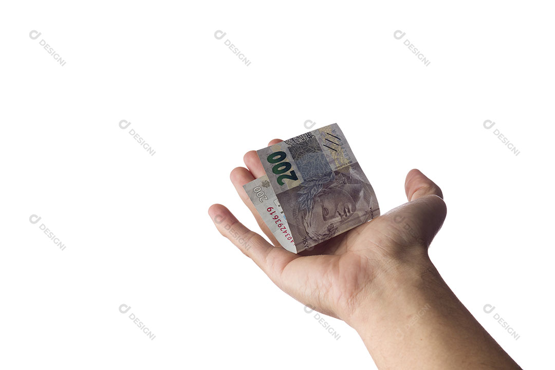 Mão Segurando Dinheiro Nota 200