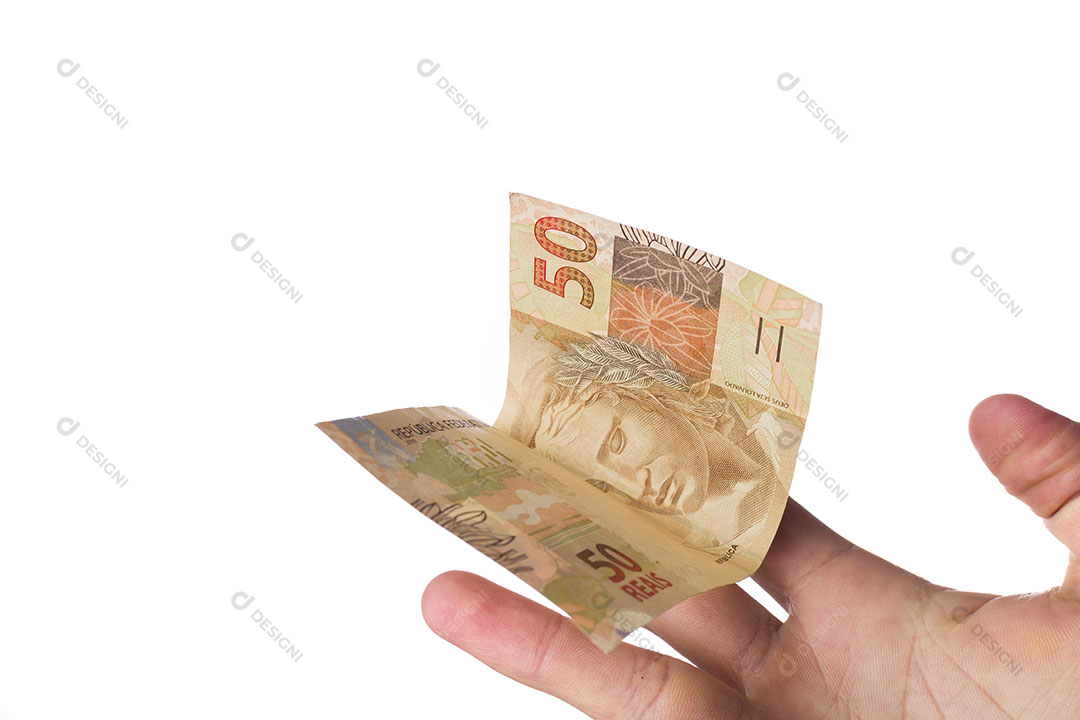 Mão Segurando Dinheiro Nota 50