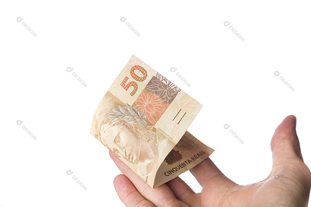 Mão Segurando Dinheiro Nota 50