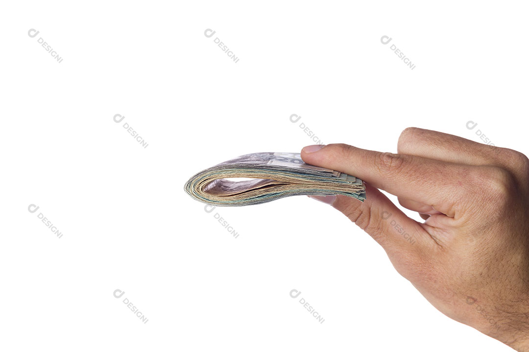 Mão Segurando Dinheiro Notas de 100 200 50