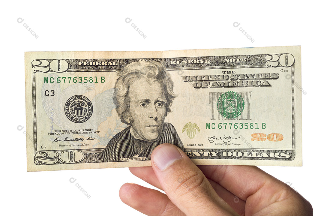 Mão Segurando Dinheiro Notas de dólar