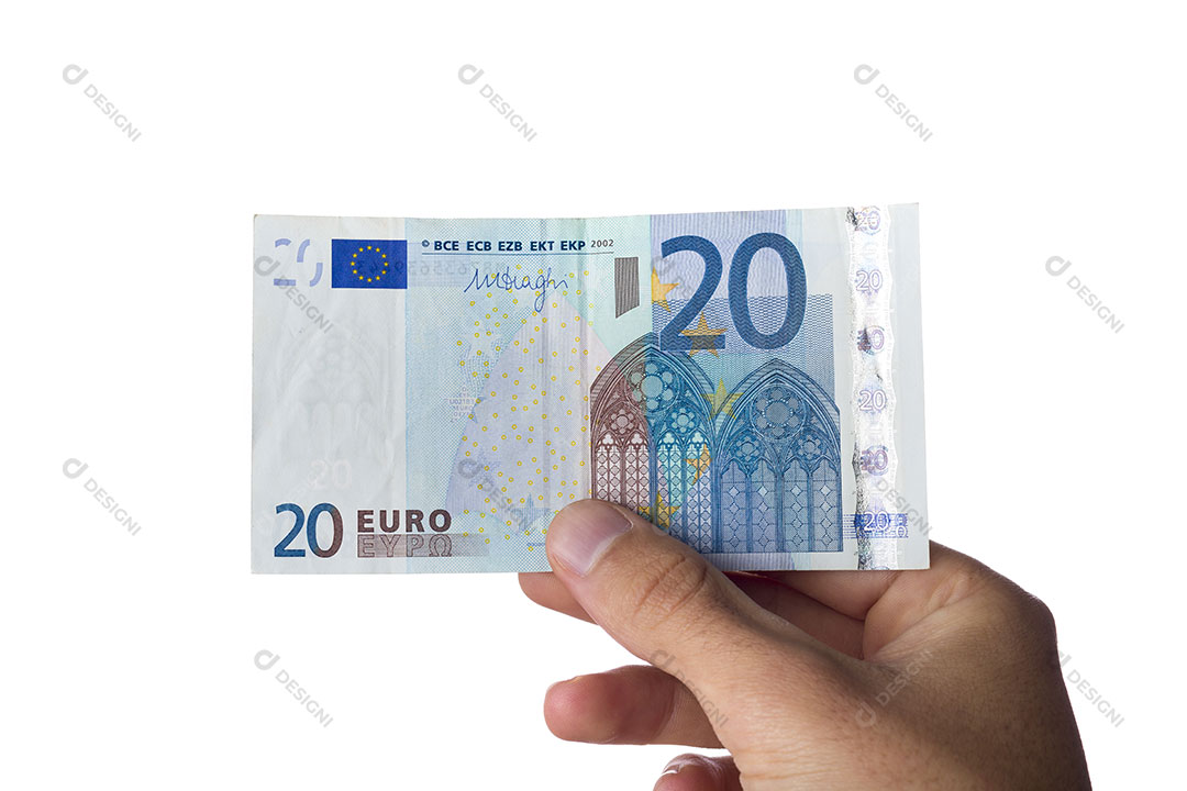 Mão Segurando Dinheiro Nota de euro