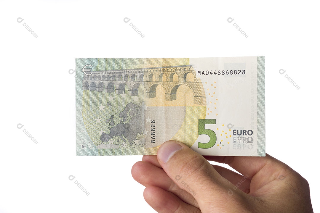 Mão Segurando Dinheiro Nota de euro