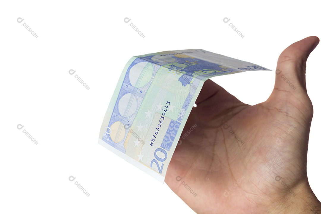 Mão Segurando Dinheiro Nota de euro