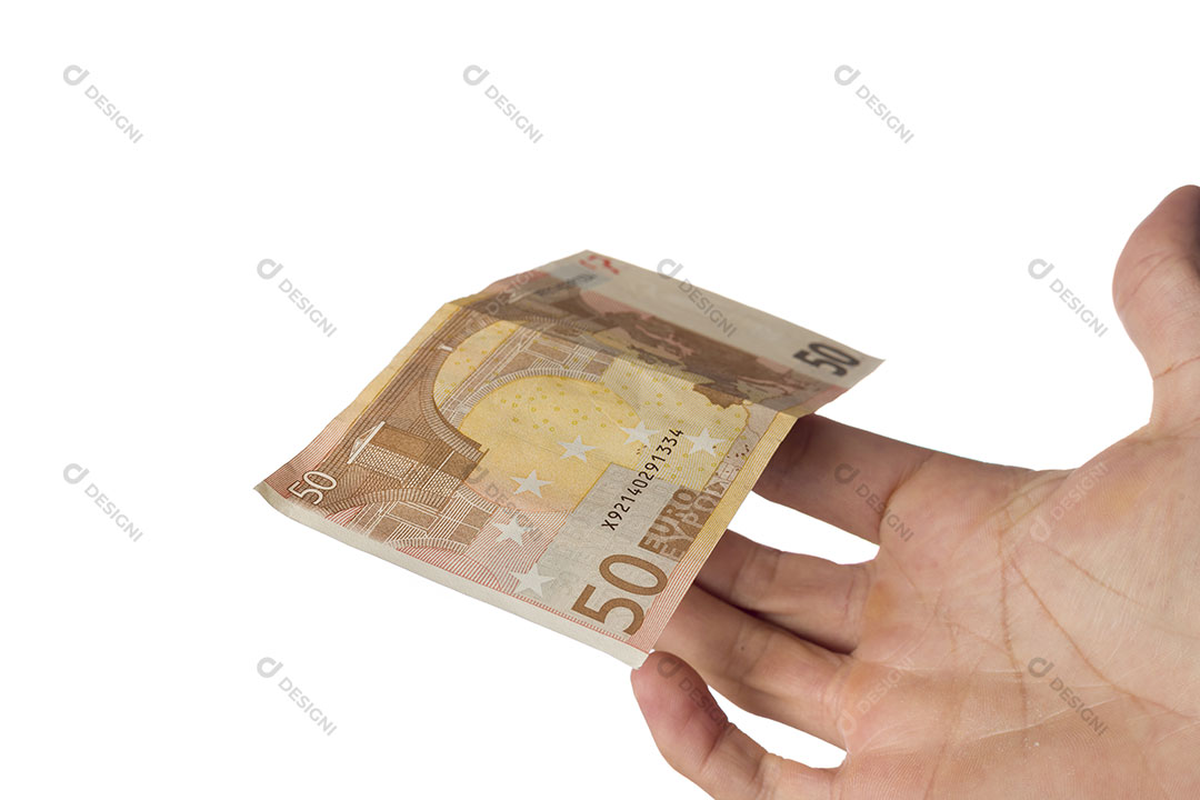 Mão Segurando Dinheiro Nota de euro