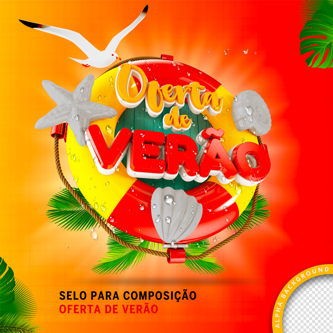 Oferta de Verão Selo 3D Para Composição PNG Transparente