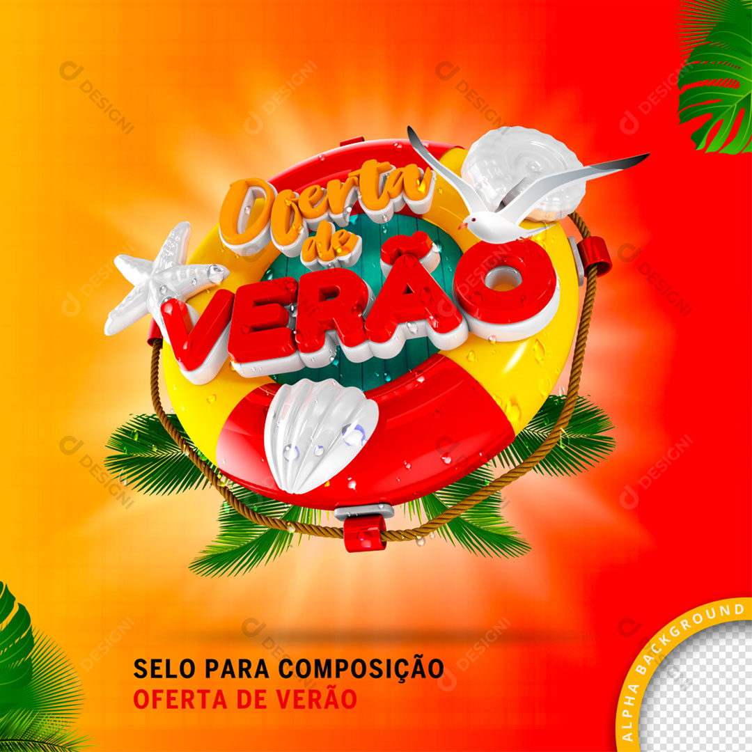 Oferta de Verão Selo 3D Para Composição PNG Transparente