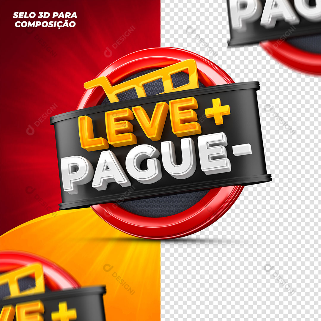 Leve + Pague - Selo 3D Elemento Para Composição PSD