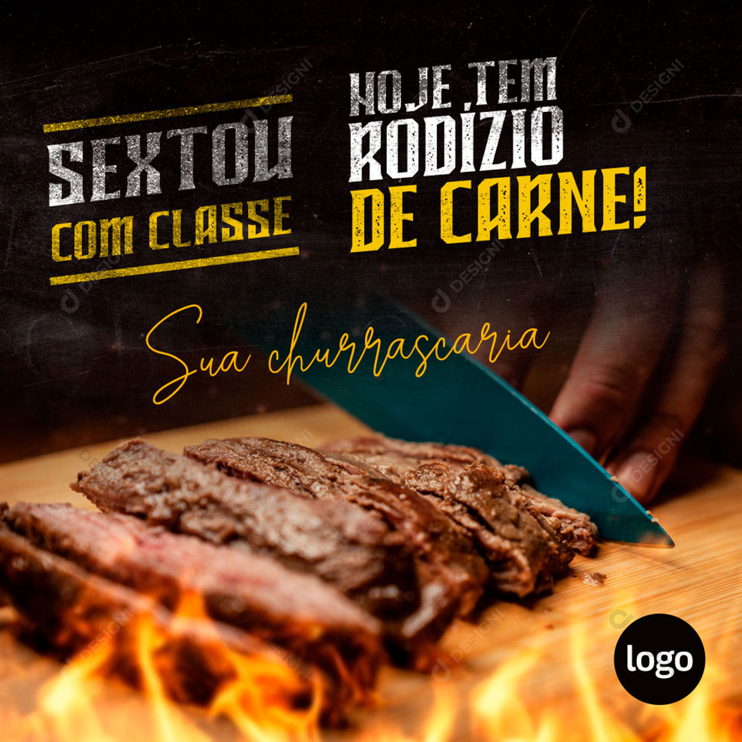 Post Churrascaria Sextou Com Classe Social Media PSD Editável