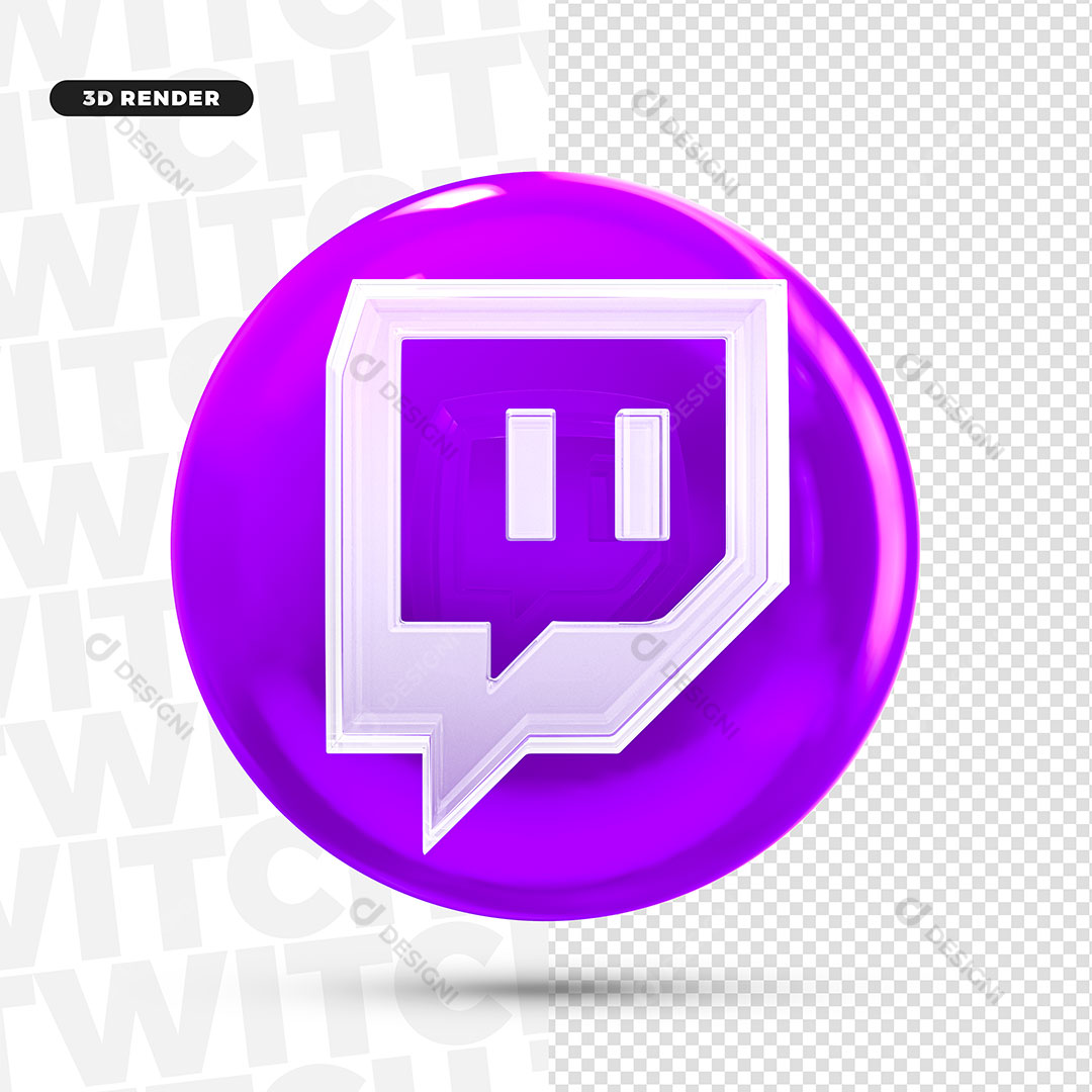 Twitch Live Streams Ícone 3D PNG Transparente
