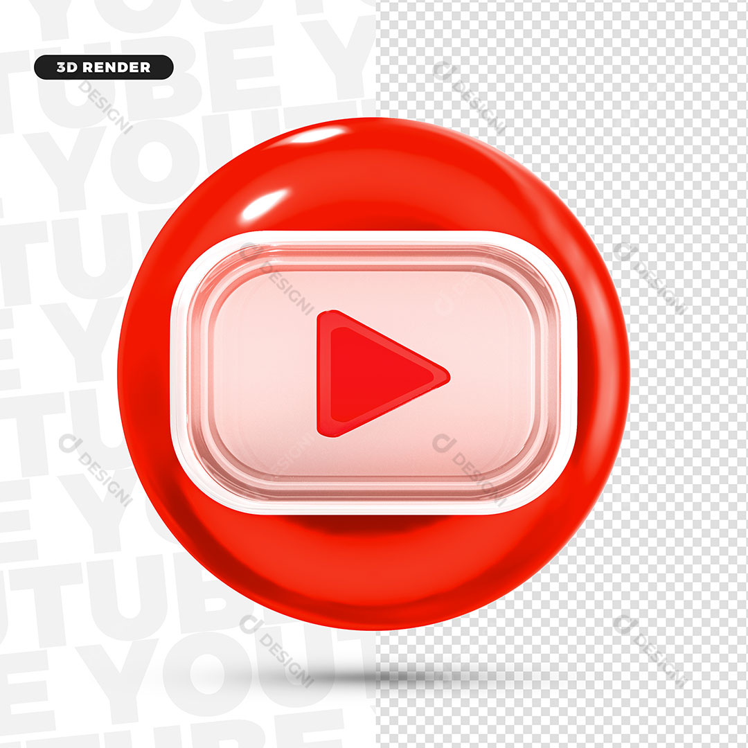 Youtube Ícone 3D Elemento Para Composição PNG Transparente