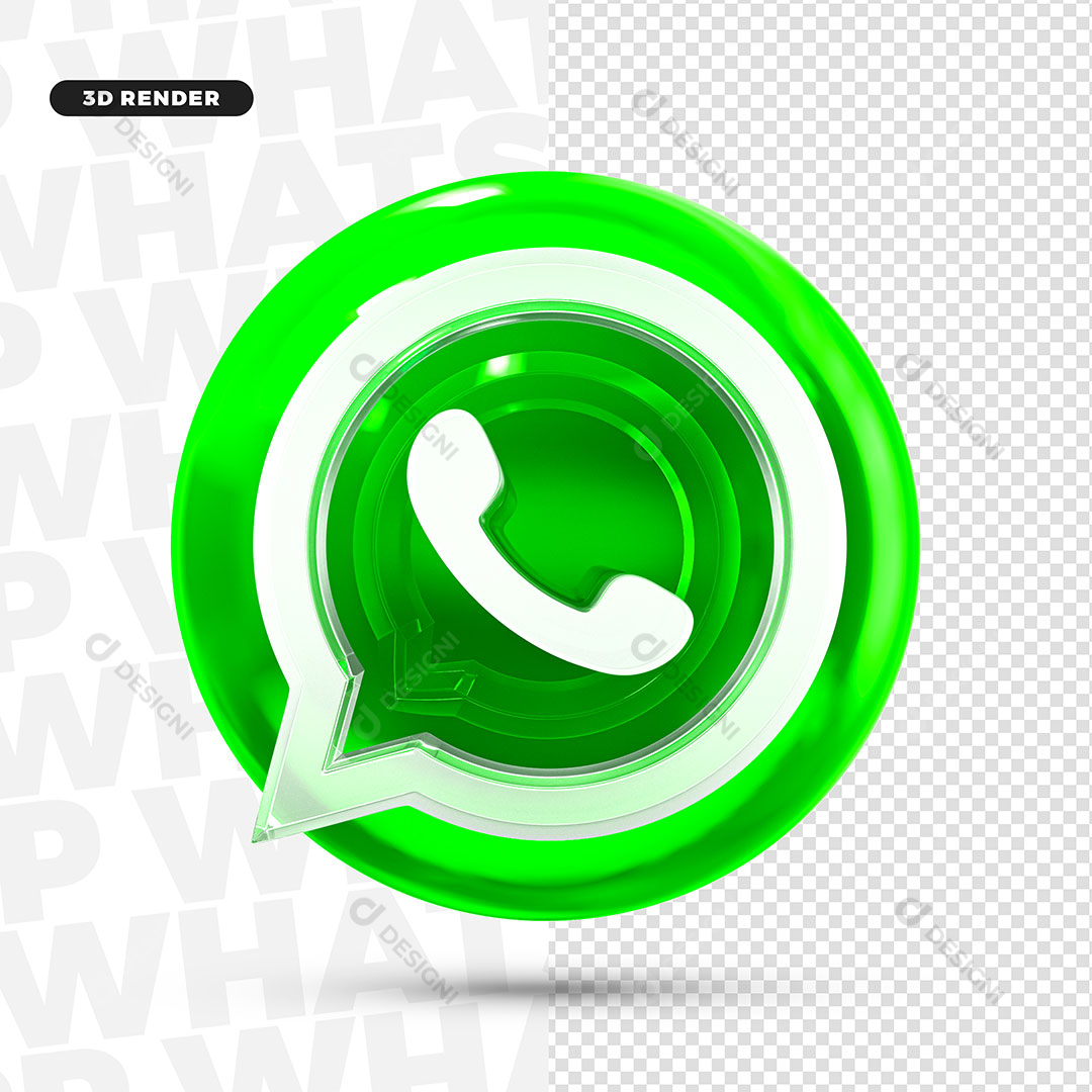 WhatsApp Redes Sociais Ícone 3D PNG Transparente