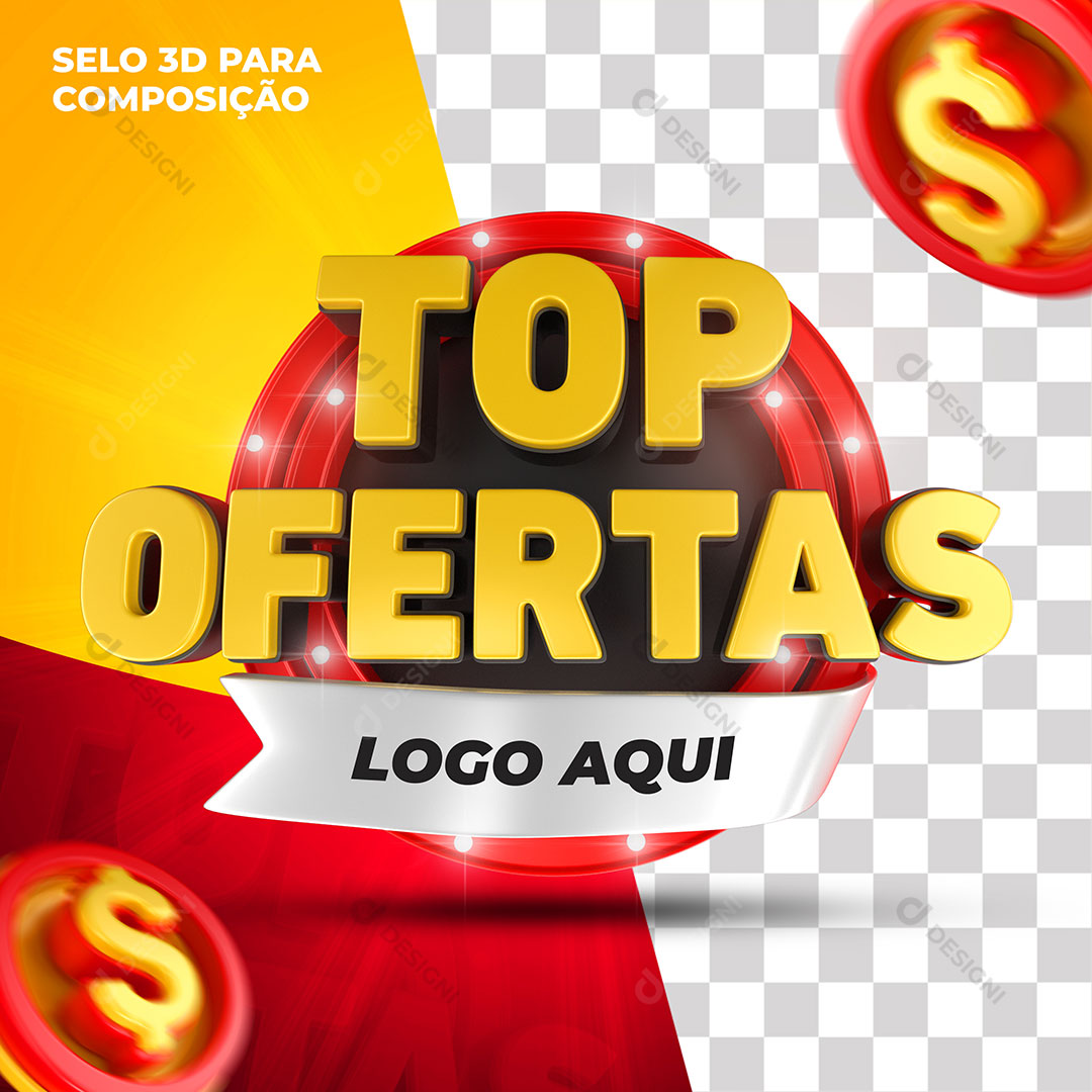 Selo 3D Top Ofertas Varejo Lojas Supermercados PSD