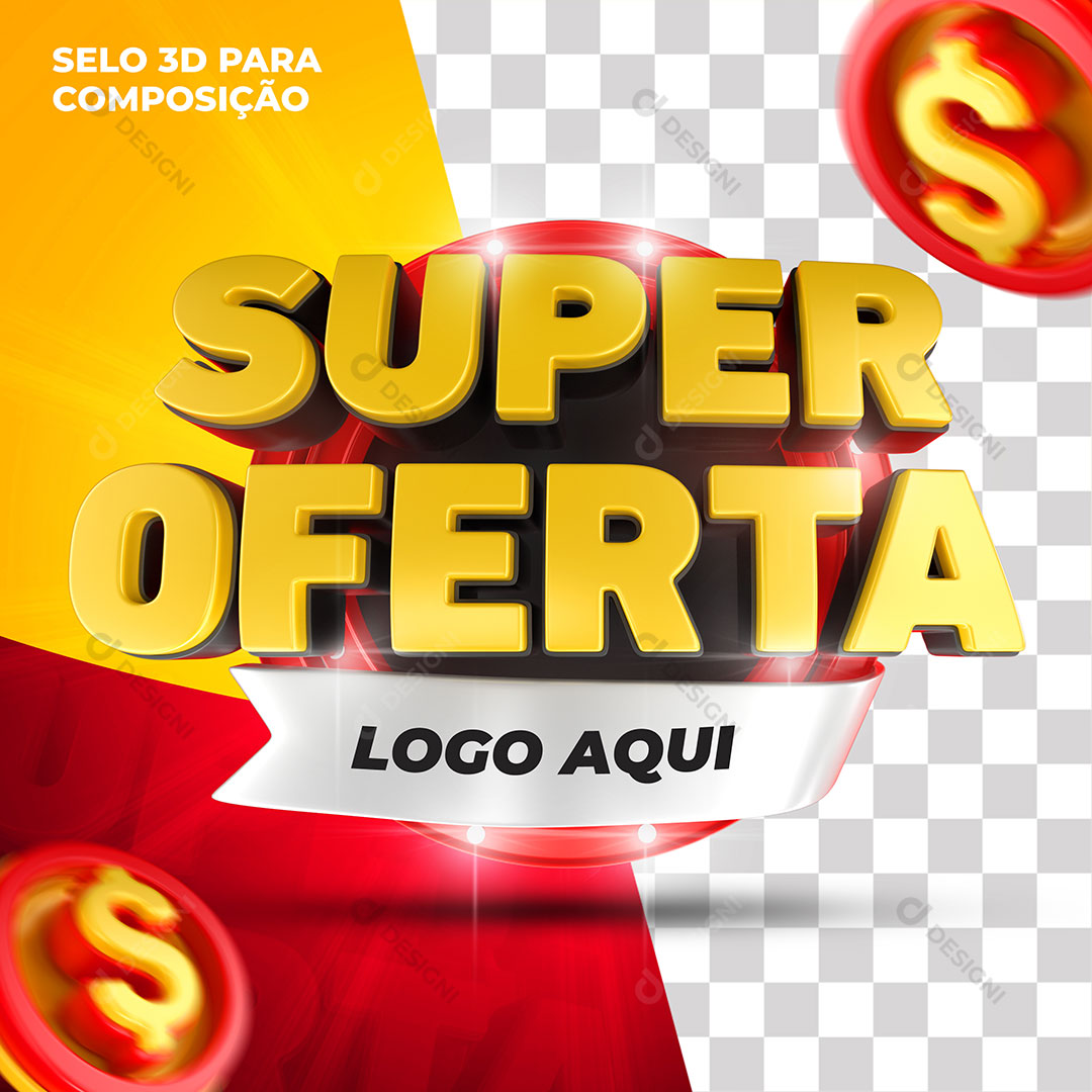 Selo 3D Super Oferta Varejo Lojas Supermercados PSD