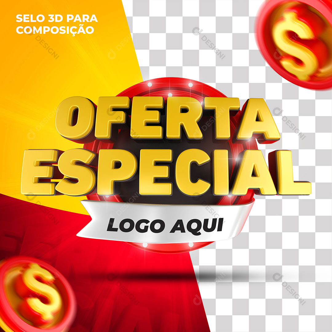 Selo 3D Oferta Especial Varejo Lojas Supermercados PSD