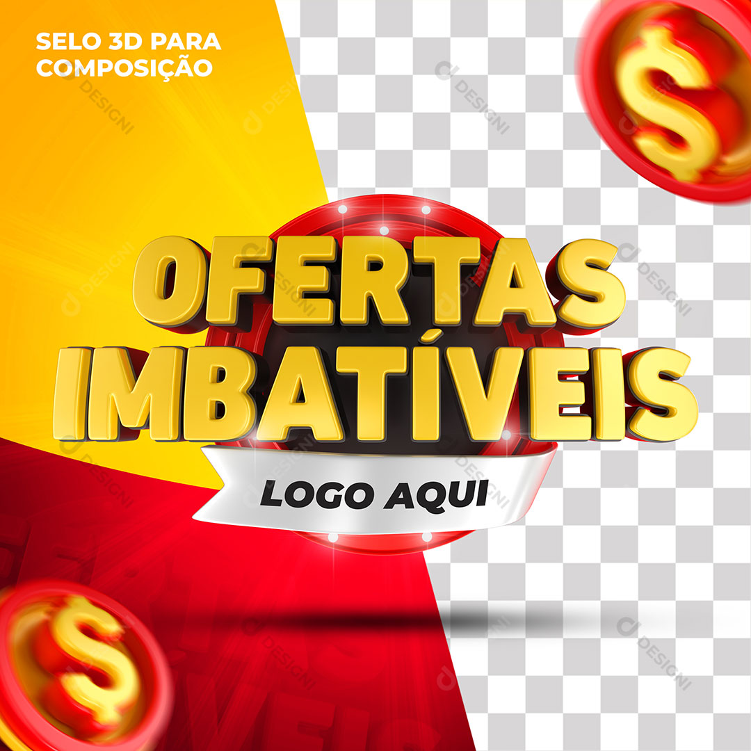 Selo 3D Ofertas Imabatíveis Varejo Lojas Supermercados PSD