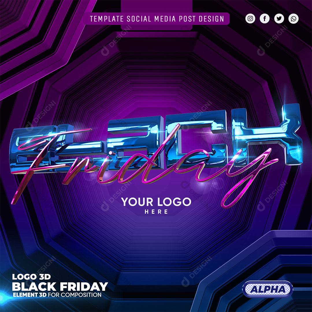 Black Friday Selo 3D Elemento Para Composição PSD Editável