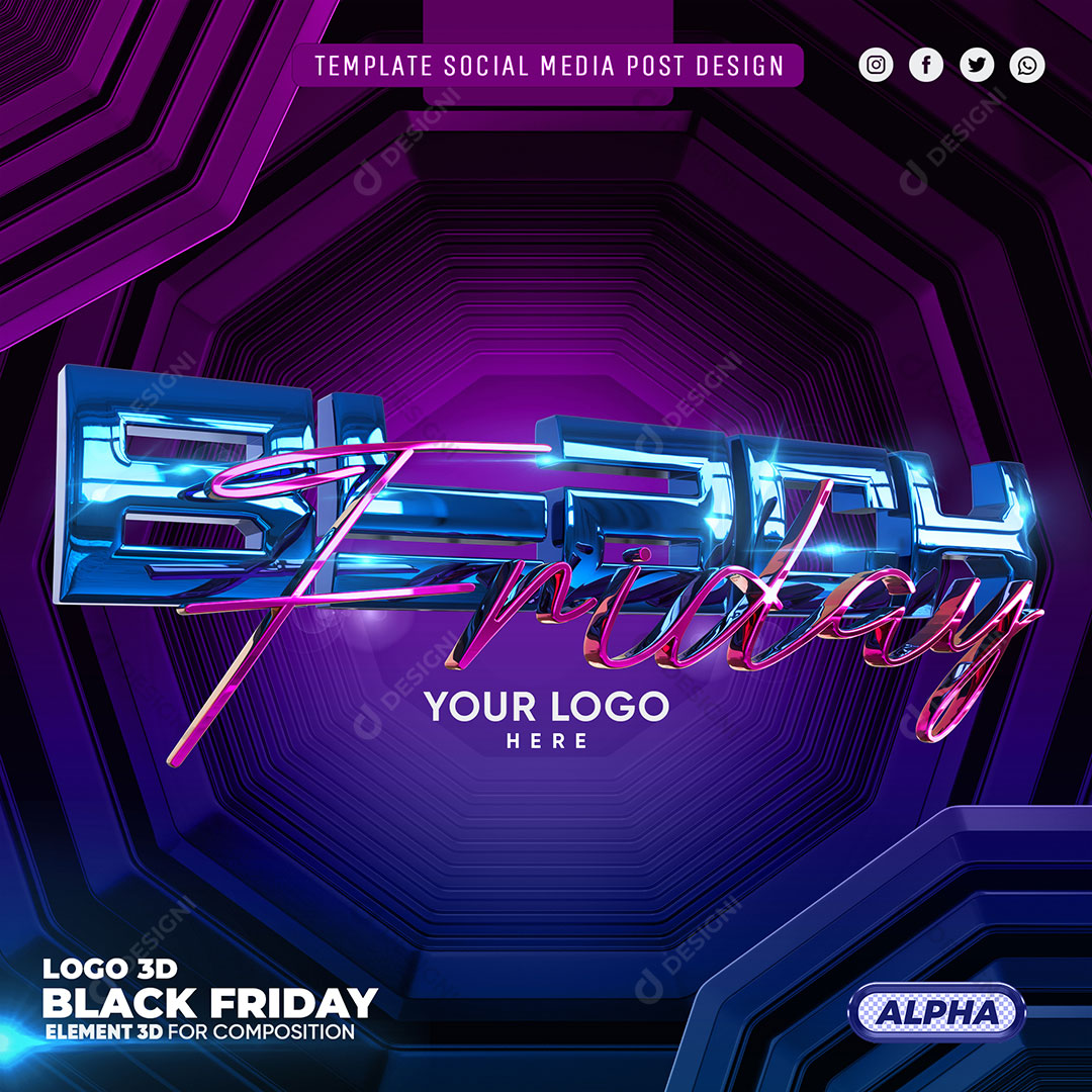 Black Friday Selo 3D Para Composição PSD Editável