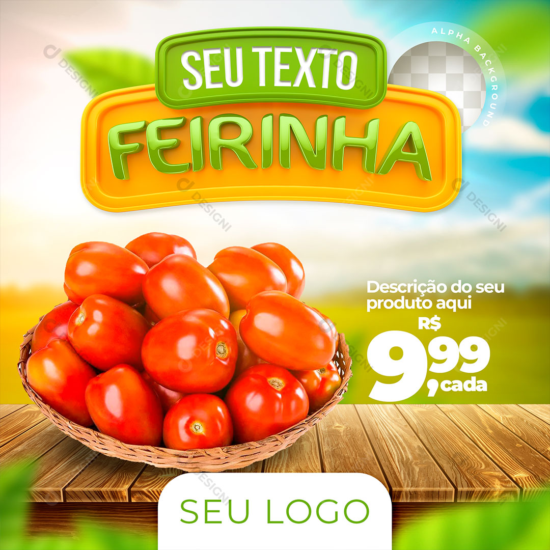 Post Supermercado Feirinha Produto Social Media PSD Editável