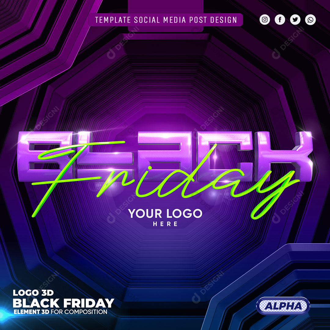 Black Friday Selo 3D Elemento Para Composição PSD Editável