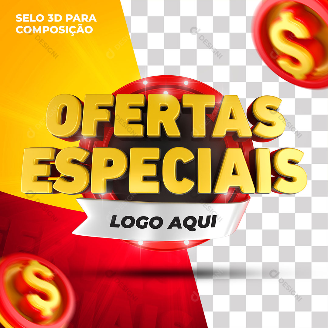 Selo 3D Ofertas Especiais Varejo Lojas Supermercados PSD