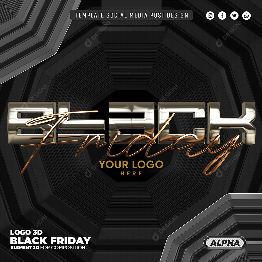 Black Friday Selo 3D Elemento Para Composição PSD Editável