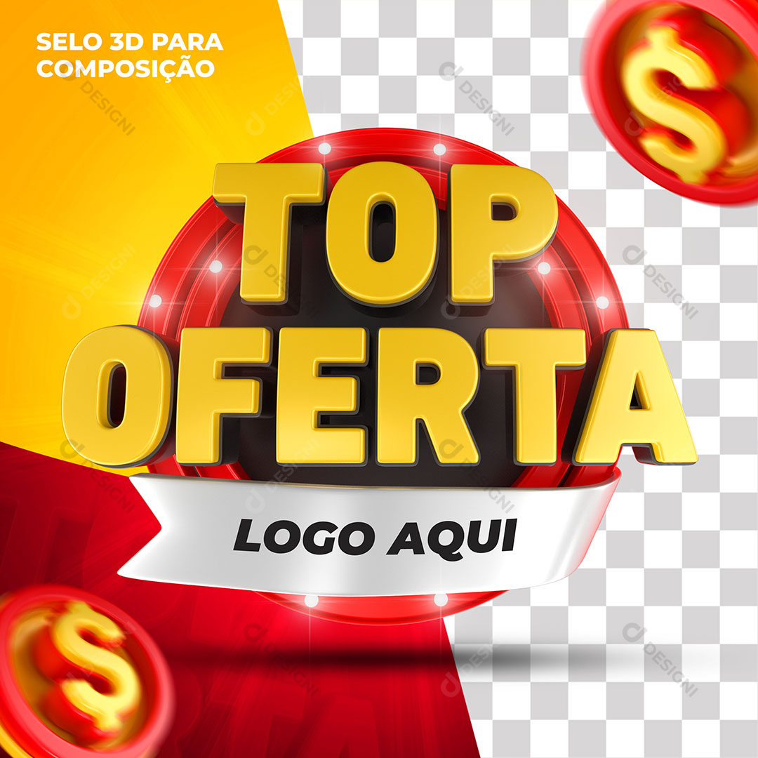 Selo 3D Top Oferta Varejo Lojas Supermercados PSD