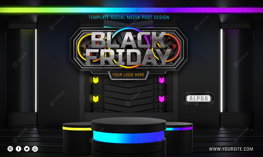 Black Friday Selo 3D Base Pódio Elemento Para Composição PSD Editável