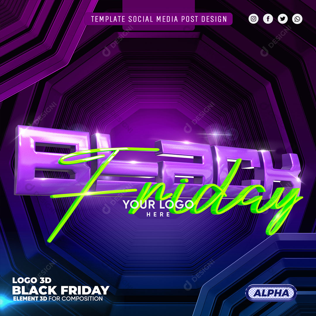 Black Friday Selo 3D Elemento Para Composição PSD Editável