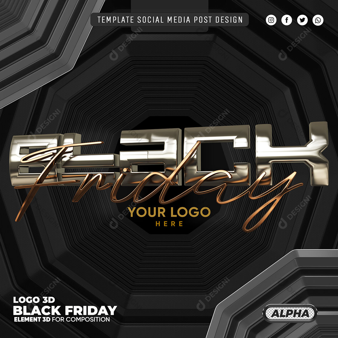 Black Friday Selo 3D Elemento Para Composição PSD Editável