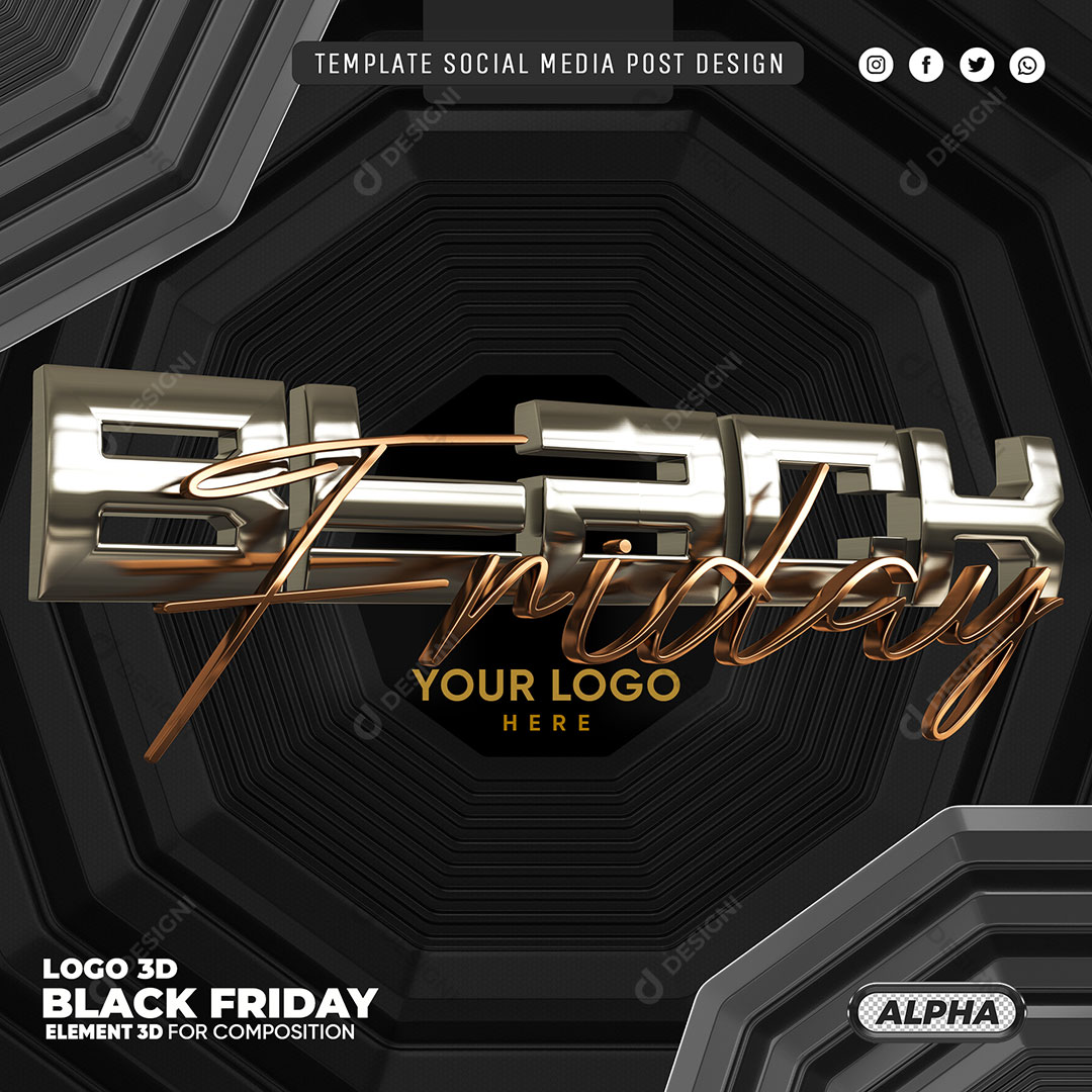 Black Friday Selo 3D Elemento Para Composição PSD Editável