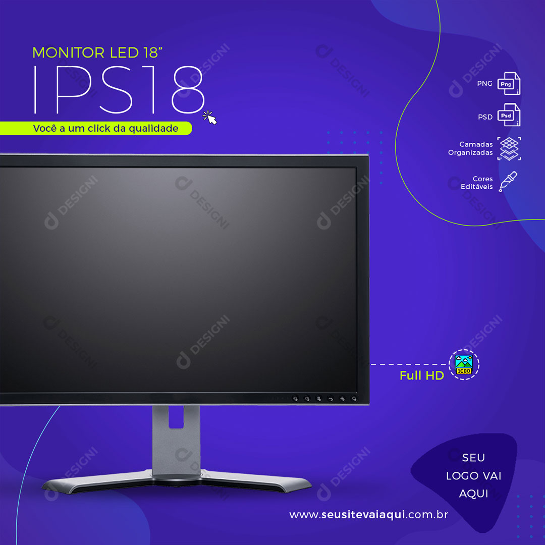 Post Loja Monitor IPS18 Social Media PSD Editável