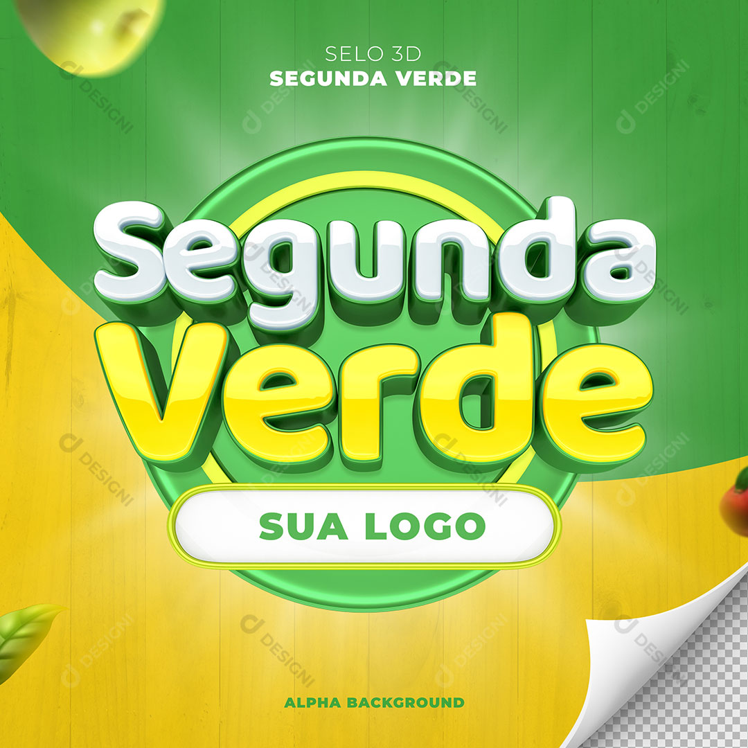 Segunda Verde Selo 3D Para Composição PSD Editável