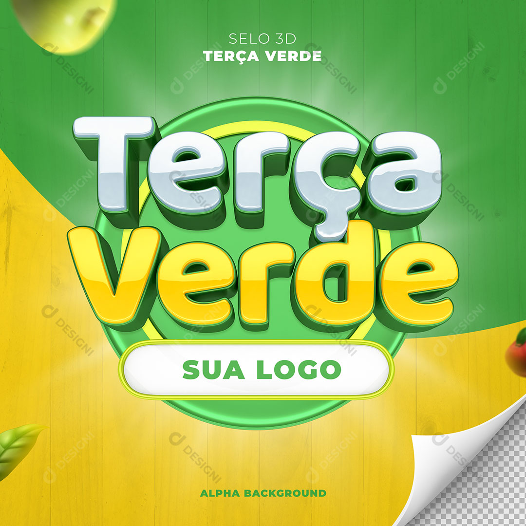 Terça Verde Selo 3D Para Composição PSD Editável