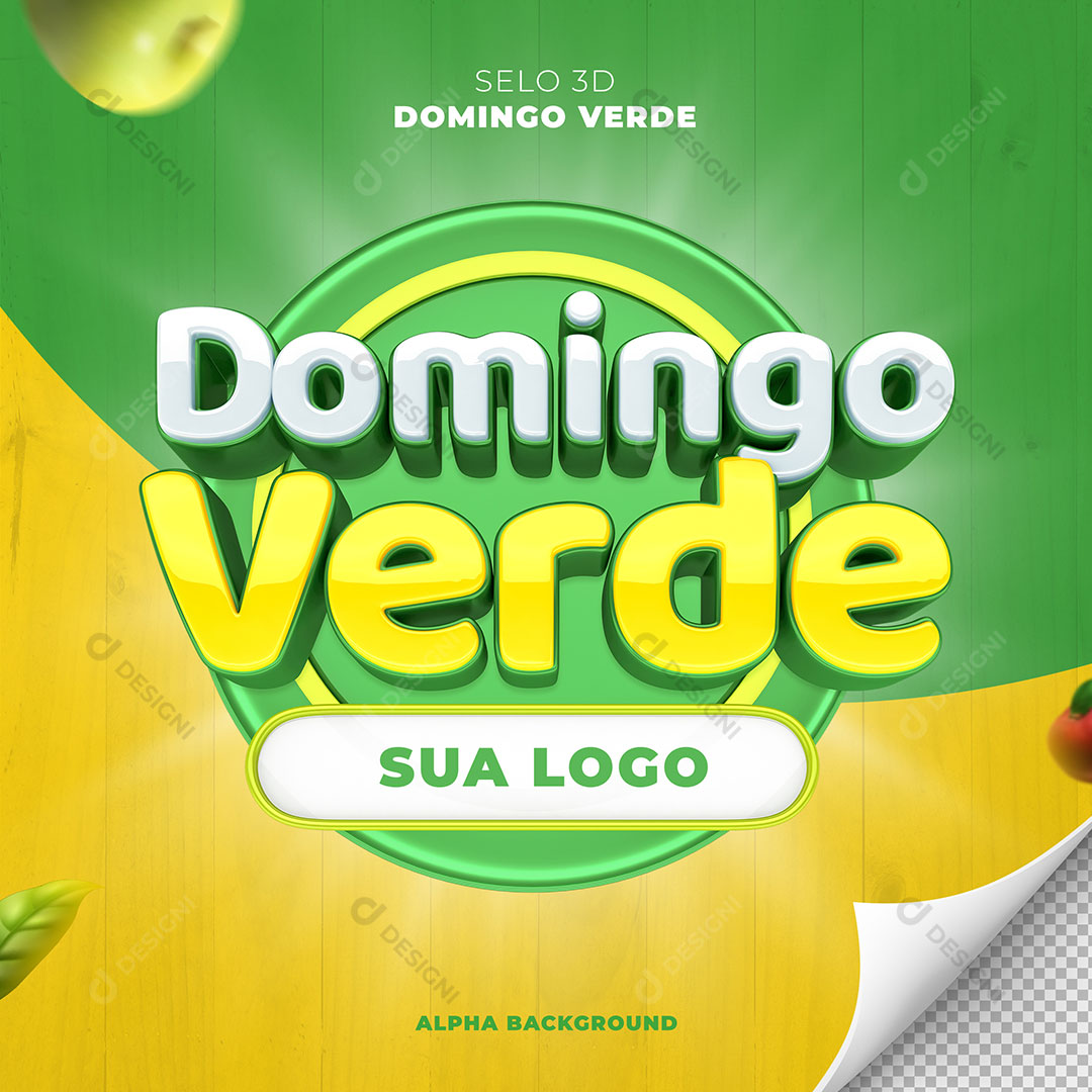 Domingo Verde Selo 3D Para Composição PSD Editável