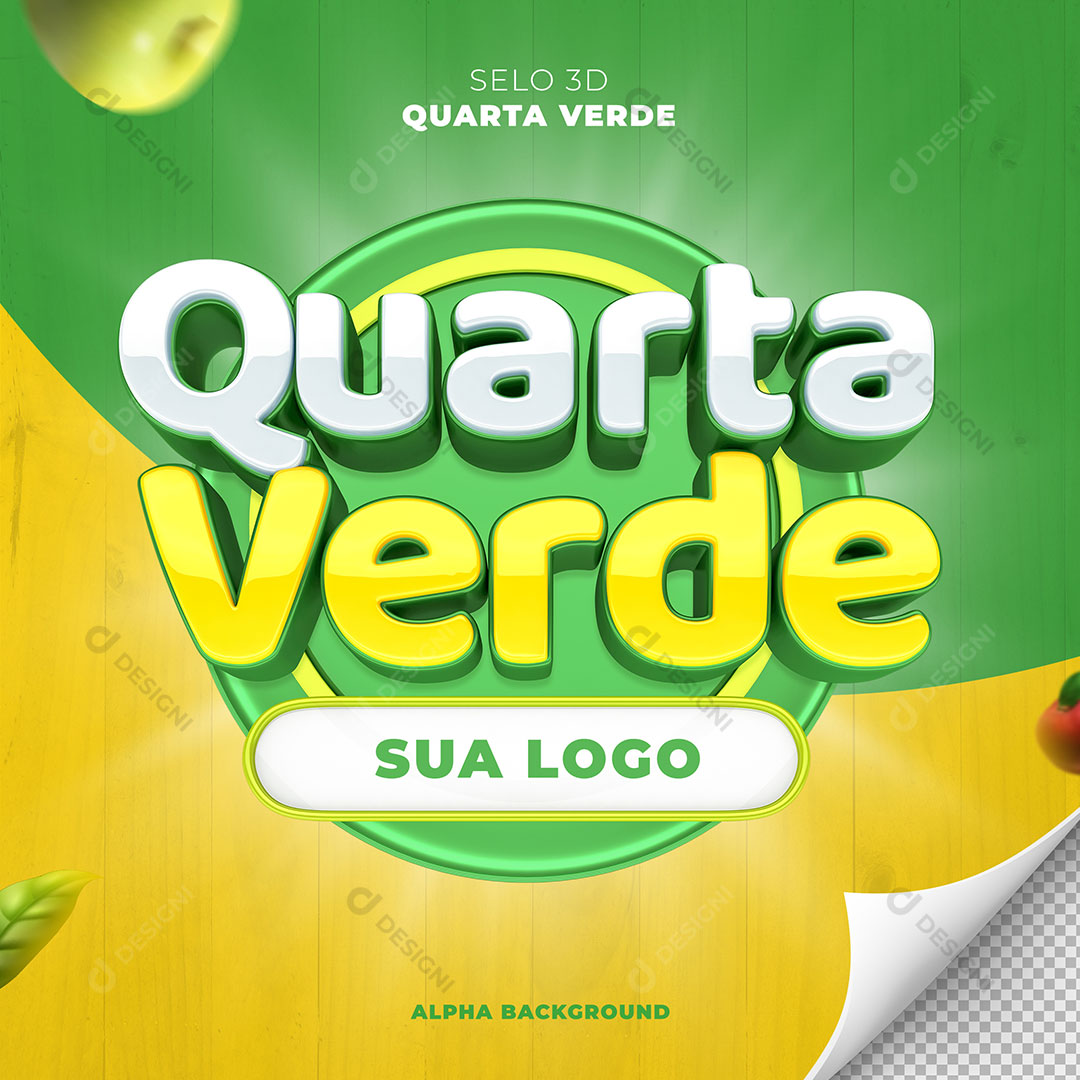 Quarta Verde Selo 3D Para Composição PSD Editável