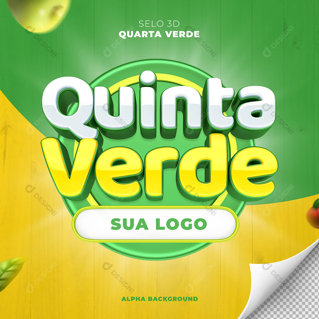 Quinta Verde Selo 3D Para Composição PSD Editável