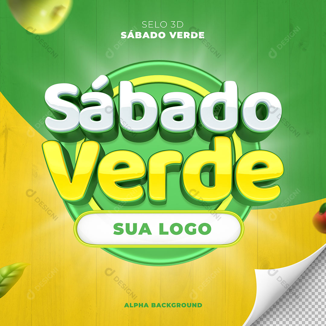 Sábado Verde Selo 3D Para Composição PSD Editável