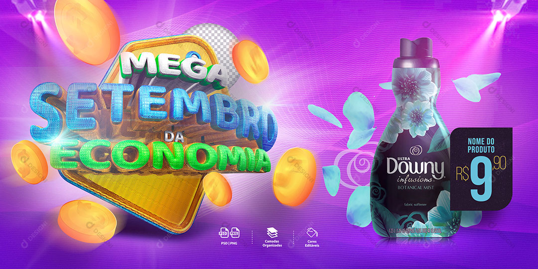Banner Mega Setembro da Economia Produto Social Media PSD Editável