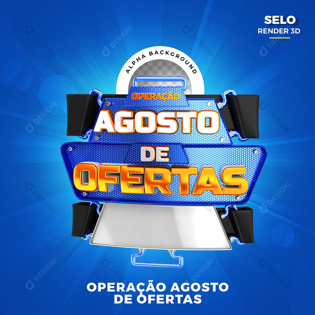 Operação Agosto de Ofertas Selo 3D Para Composição PNG Transparente