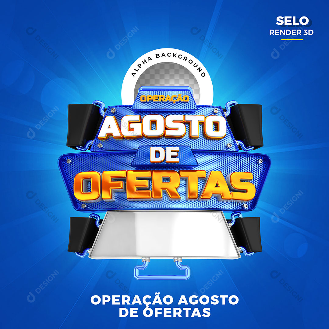 Operação Agosto de Ofertas Selo 3D Para Composição PNG Transparente