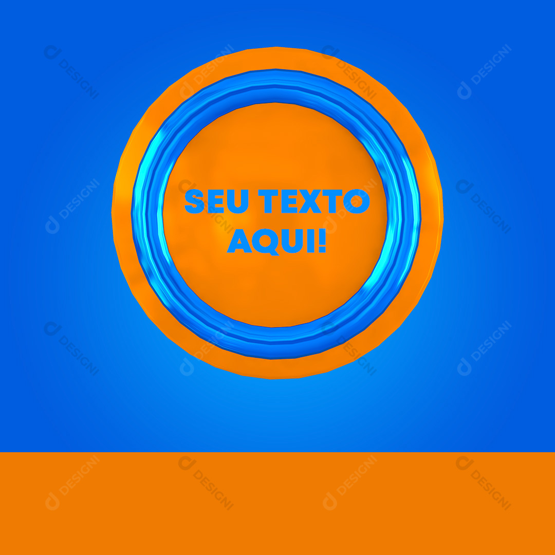 Selo 3D Texto Editável para Composição PSD
