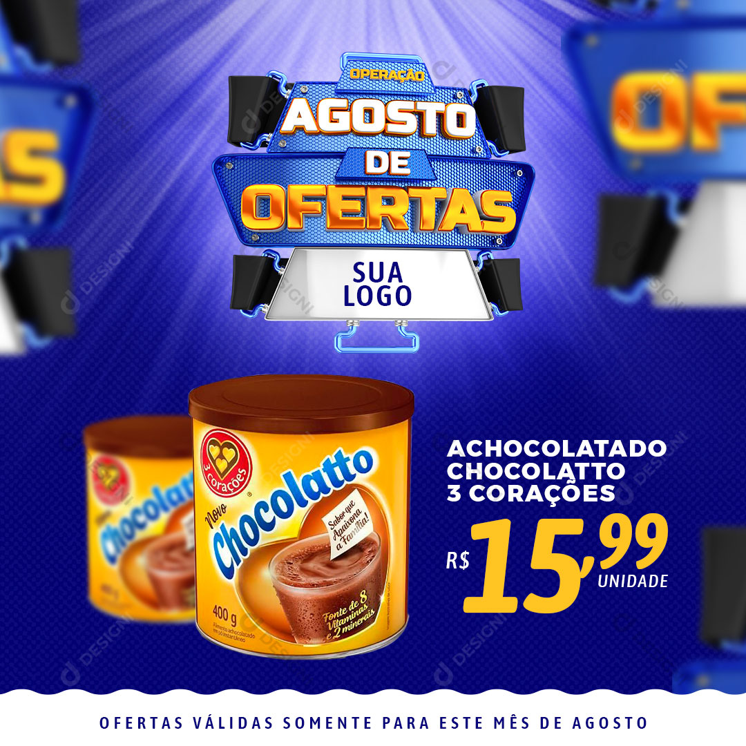 Operação Agosto de Ofertas Produto Social Media PSD Editável