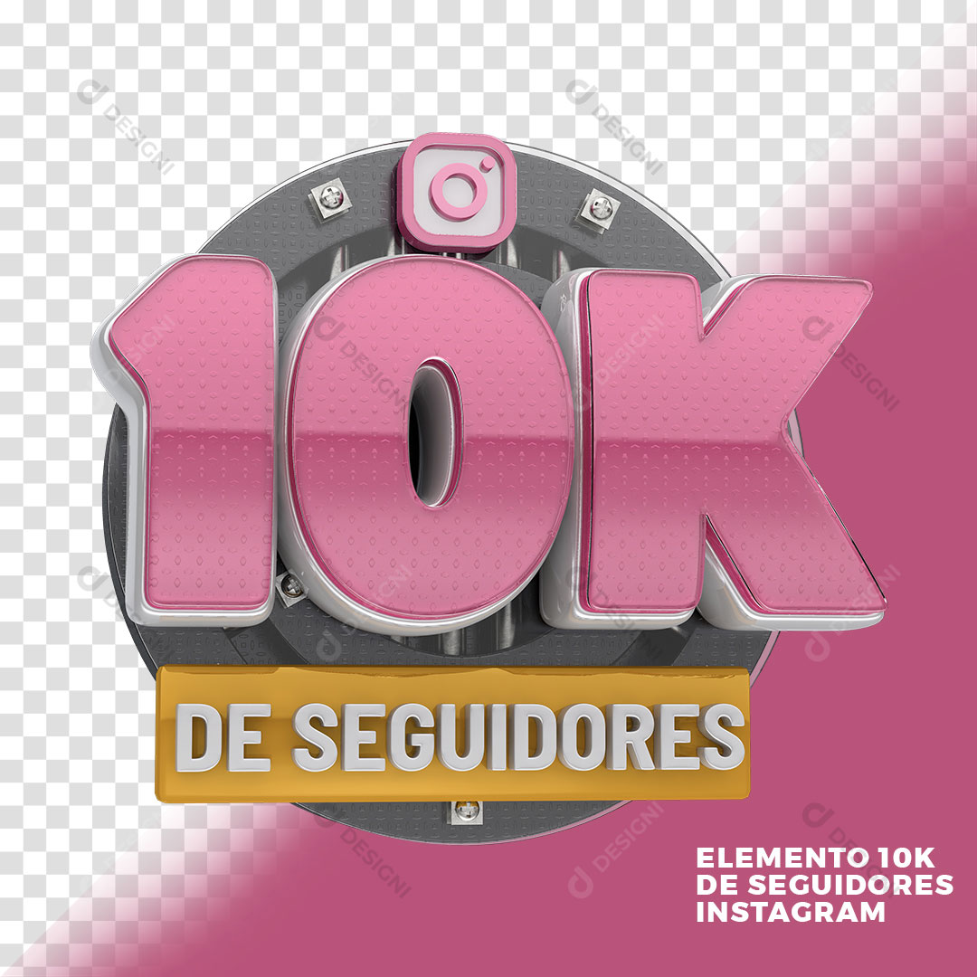 10K de Seguidores Redes Sociais Selo 3D Para Composição PNG Transparente